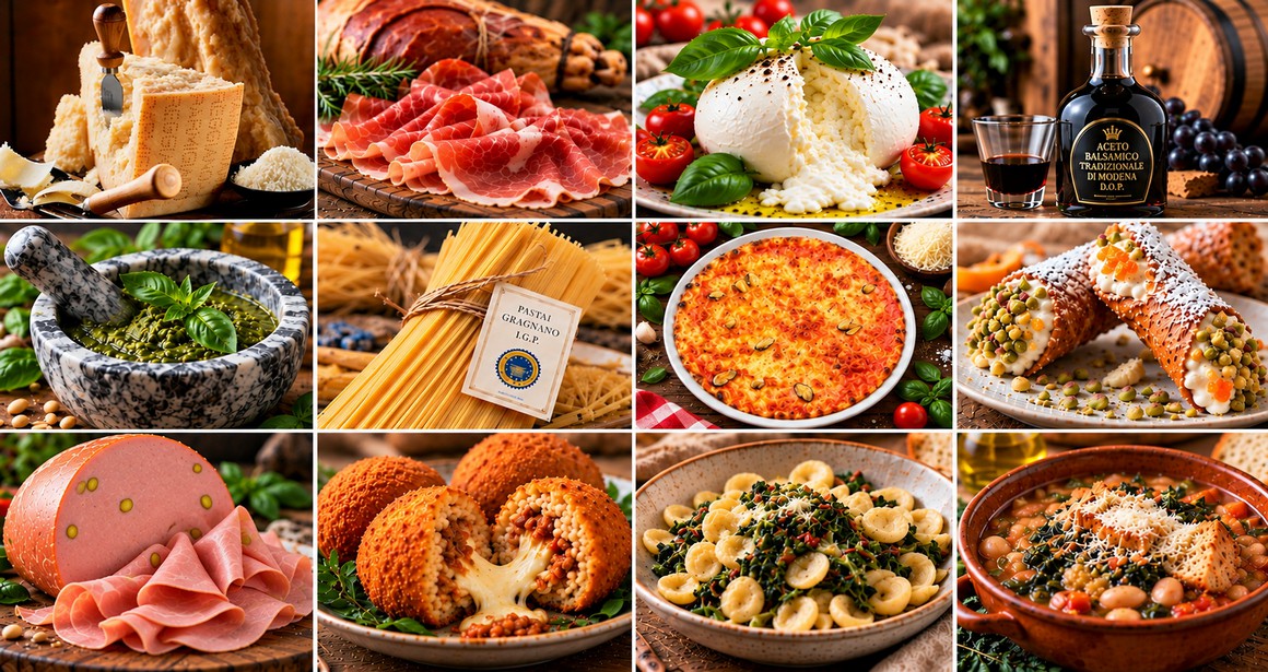 Produits frais et ingrédients colorés inspirés de la cuisine italienne